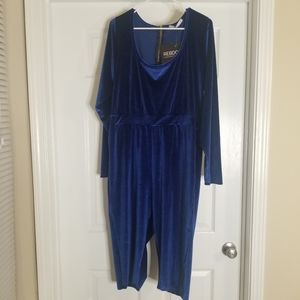 Rebdolls royalty velvet scoop neck cropped  jumpsuit